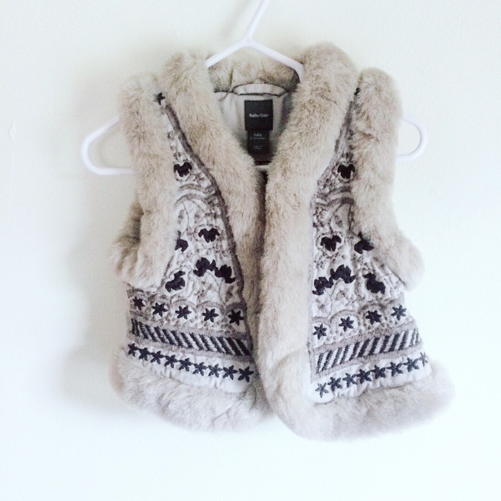 Baby Gap Faux Fur Embroidered Infant Girl's Vest